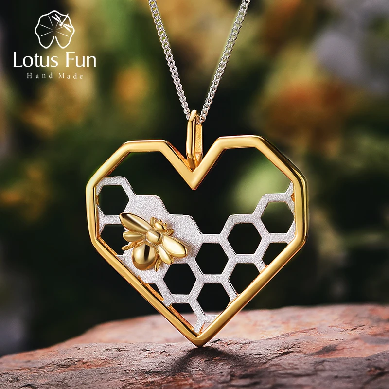 Lotus Fun реальные 925 серебро вафельная ополчение сердце любовь Форма кулон без