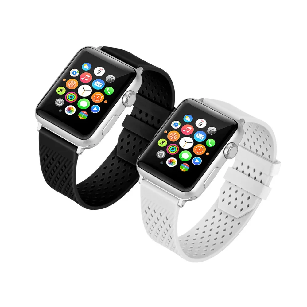 Силиконовый ремешок для apple watch iwatch 3/2/1 38/42 мм спортивный браслет часов дышащий