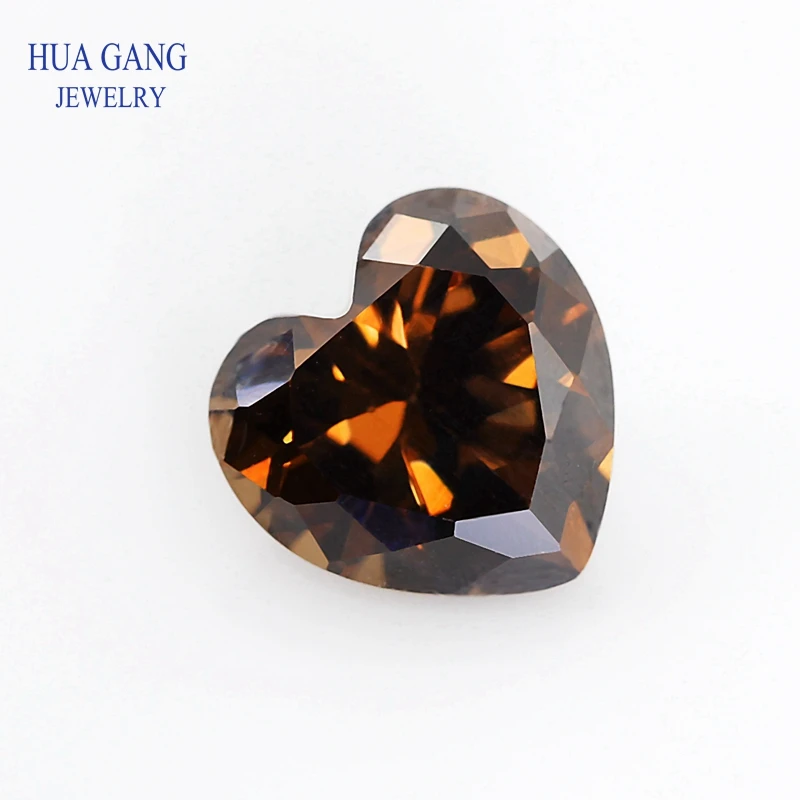 

5A Coffee Heart Shape Cubic Zirconia Brilliant Cut Loose CZ Stone Synthetic Gems Beads For Jewelry 3x3-12x12mm