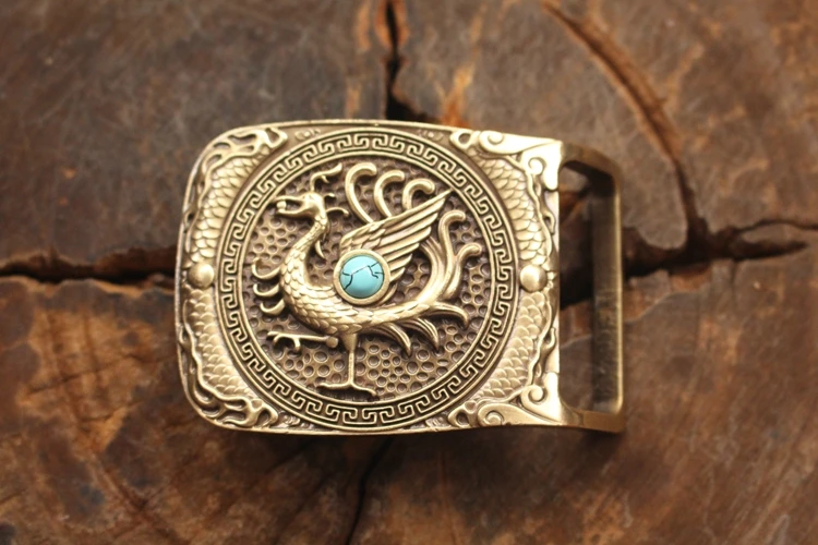 Высококачественная винтажная/Ретро прочная медная Пряжка Для Ремня с Фениксом и