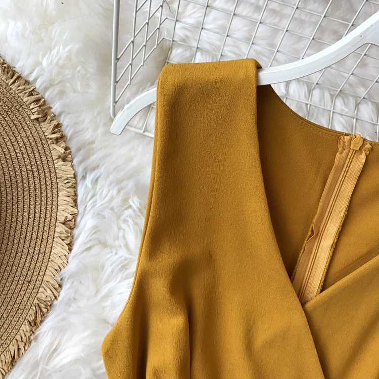 ALPHALMODA весенние женские однотонные комбинезоны без рукавов с v-образным вырезом и высокой талией с поясом Женские повседневные Комбинезоны с широкими штанинами