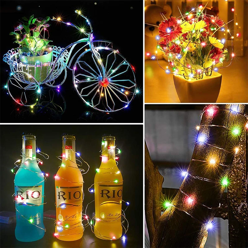 

ROPIO 5M/10M Led String Lights With Remote Control Silver Copper Wire Fairy Light For Wedding Xmas Christmas Holiday Decor