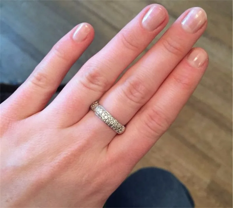 YANHUI кольца из чистого серебра Набор Полный CZ Diamant Обручение кольца ювелирных изделий 925 пробы серебряные обручальные кольца для Для женщин JZR073