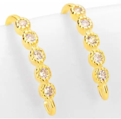 Gold9 925 пробы Серебряный ушной крючок микро-инкрустированные циркониевые серьги-Крючки Позолоченные ручные DIY серьги аксессуары - Цвет: Gold9