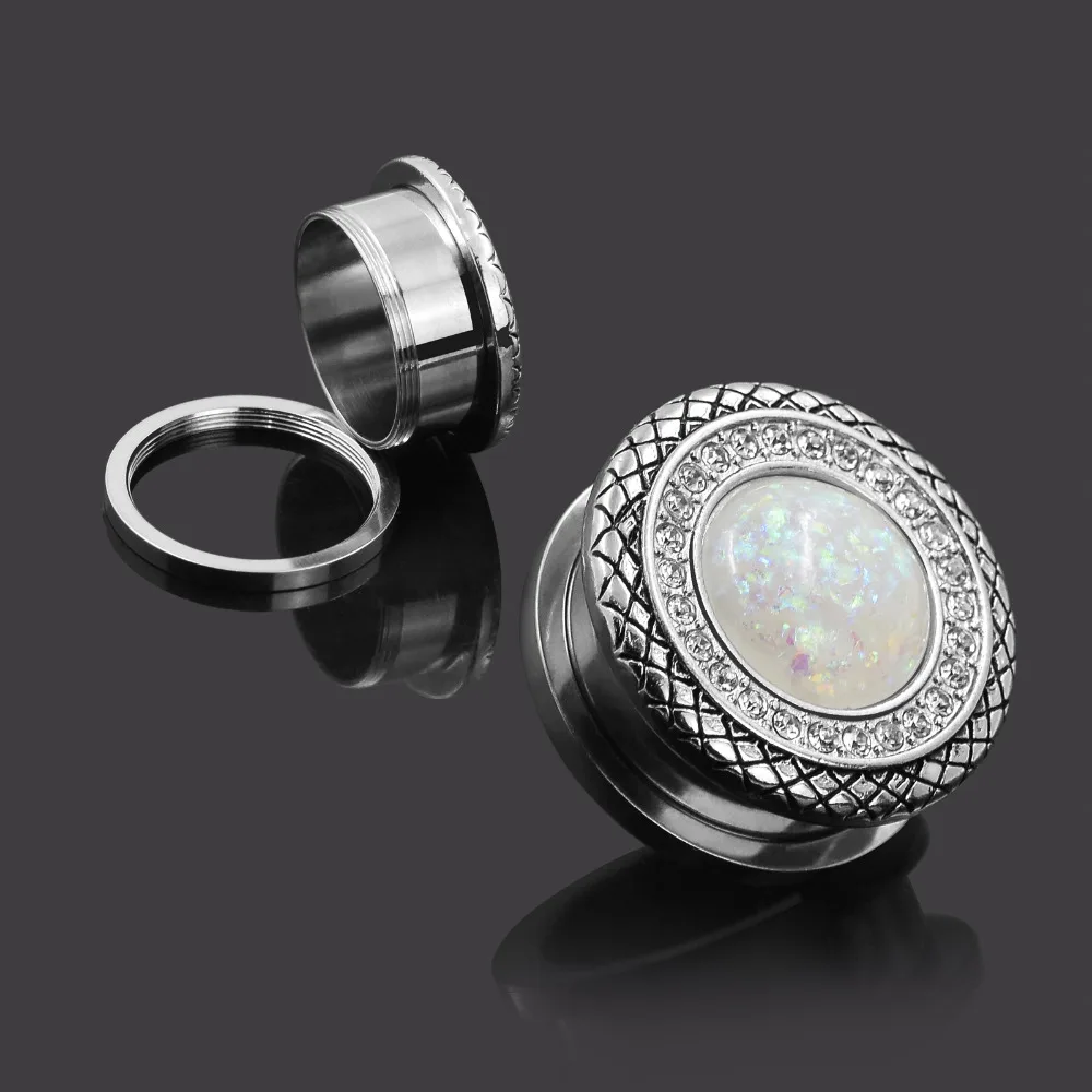 2pair plugs stainless steel vintage flower double flare ear plug gauges tunnel body piercing jewelry in stock | Украшения и