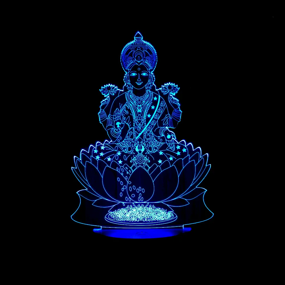 3D ночсветильник в форме бога богатства из Индии лампа с USB акриловая креативная - Фото №1