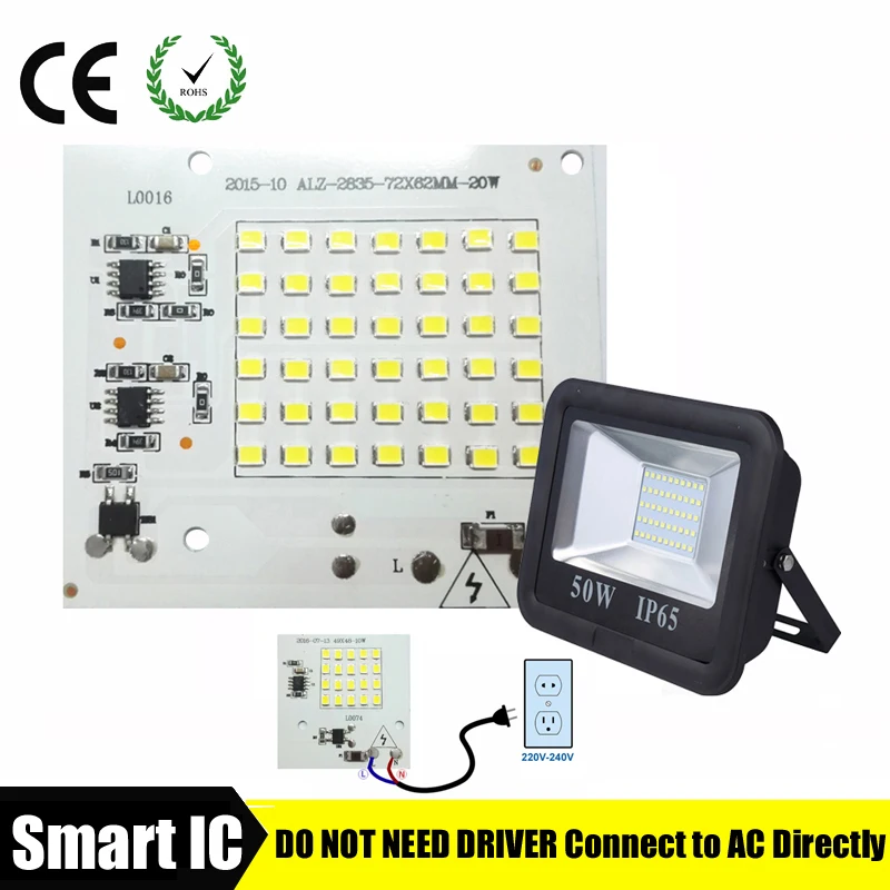 DIY светодиодный Лампа накаливания SMD 10W 20W 30W 50W светильник чип 230V Вход непосредственно умная ИС(интеграционная схема) подходит для DIY светодиодный прожектор светильник Холодный белый/теплый белый/белый