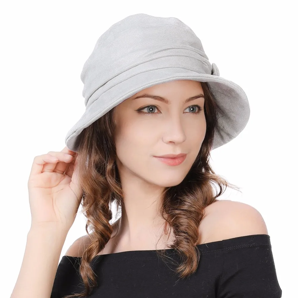 FANCET Women Cloche Bucket Hats 1920s Vintage Church Derby Packable Foldable Winter Wired Brim Adjustable Bowknot Hats 99088