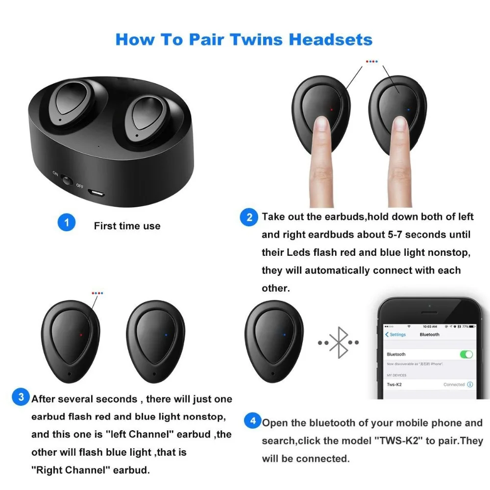 Саго K2 наушники вкладыши TWS Bluetooth True Беспроводной мини стерео музыкальные Hands free с