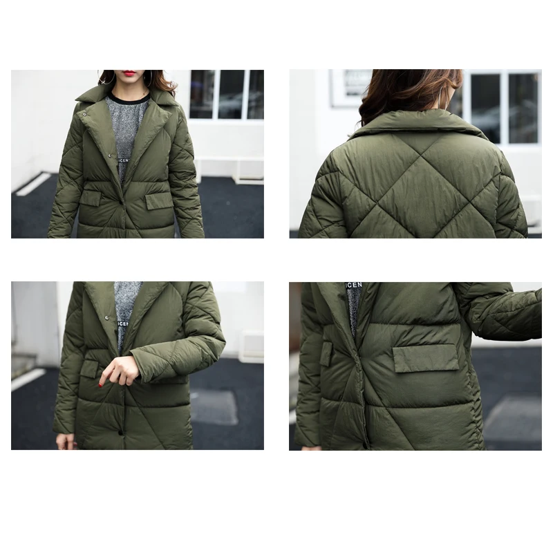 

Nice New Women Cotton Jacket Winter Thicken Long Outwear Big Turn Down Collar Snow Wear Padded Coat Female Jackets Parkas