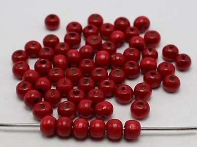 

500 Red 8mm Round Wood Beads~ Wooden Spacer Beads Jewelry Making