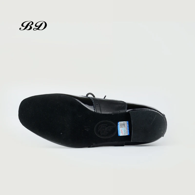 TOP BD Dance Shoes Ballroom MEN Latin Shoes Man Shoe BDDANCE 315 Authentic Straight Sole Black Into Soft Leather Patent Leather