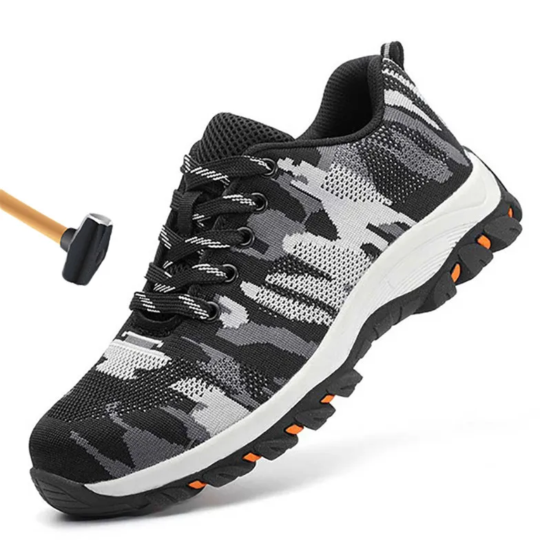Work Boots Construction Men's Outdoor Steel Toe Cap Shoes Men Camouflage Puncture Proof High Quality Safety Plus Size 48 | Обувь