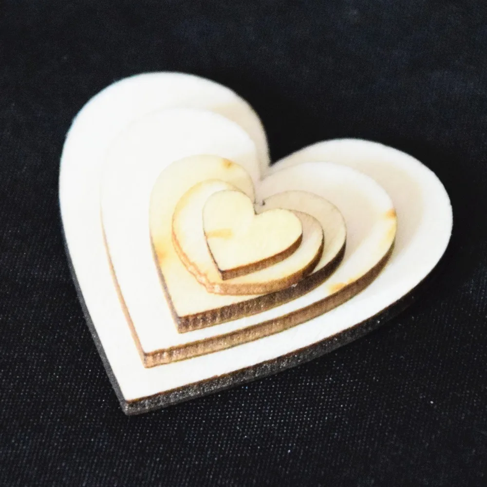 1 упаковка натуральные Смешанные размеры маленькие сердцевидные деревянные