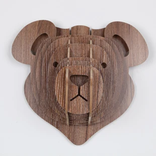 Nodic Мишка глава деревянный корабль DIY для декора детской комнаты Оформление