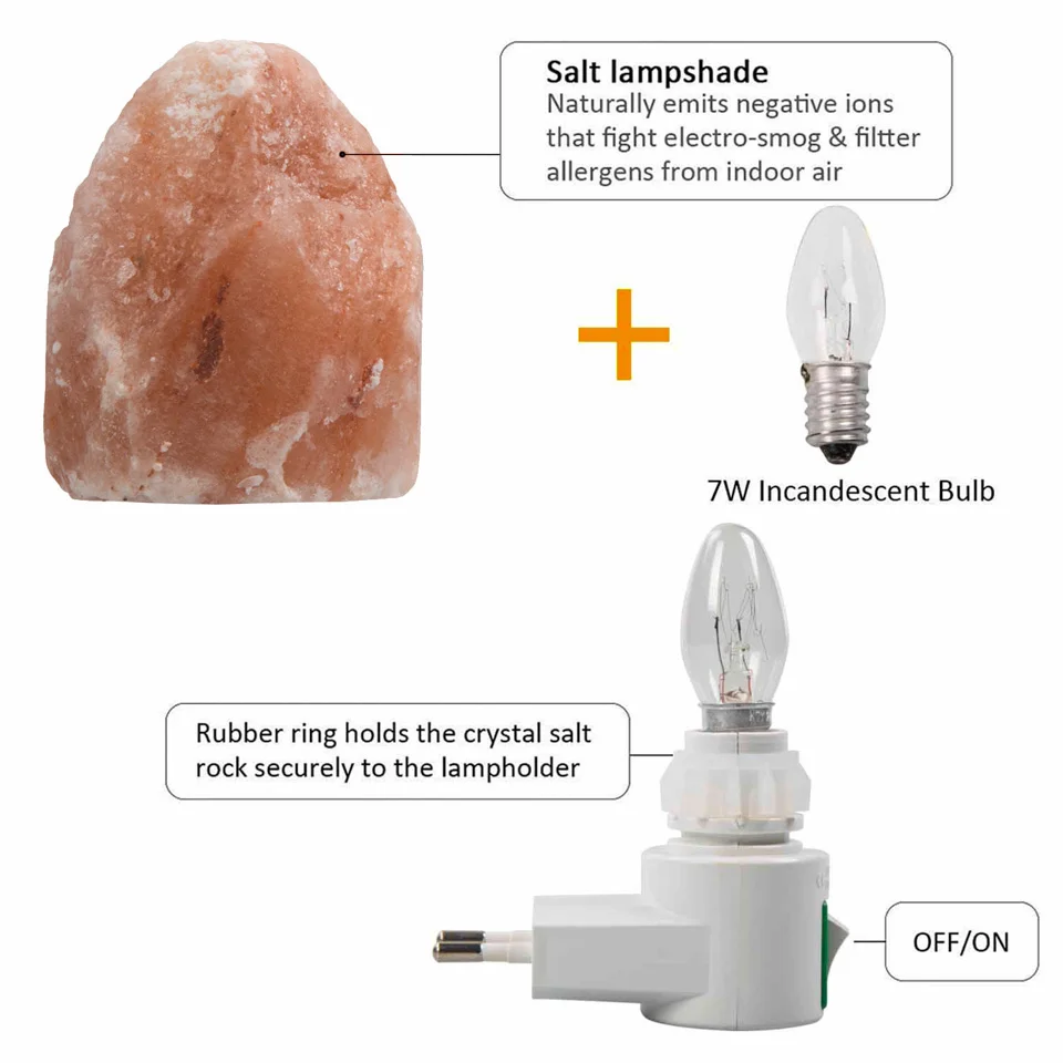 OYGROUP Salt Lamp Night Light Cylinder Natural Air Purifier Rock Rotatable For Aisle Bedroom Bedside Home #OY17NL | Лампы и освещение