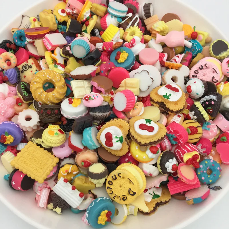 Promotion 20Pcs Mix Cute Kawaii Dessert Food Cake Resin Flatback Cabochons DIY For Phone Deco Scrapbooking Free Shipping Charms | Украшения