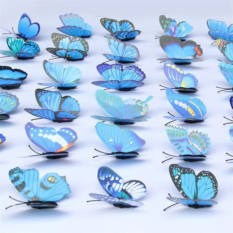 Наклейки на стену 3D DIY Наклейка домашний декор радужные бабочки Декор для комнаты