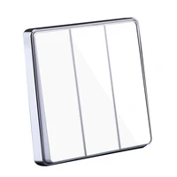 3 gang 1way2way luxury glass mirror surface panel light switch home hotel white color 86mm square wall switch