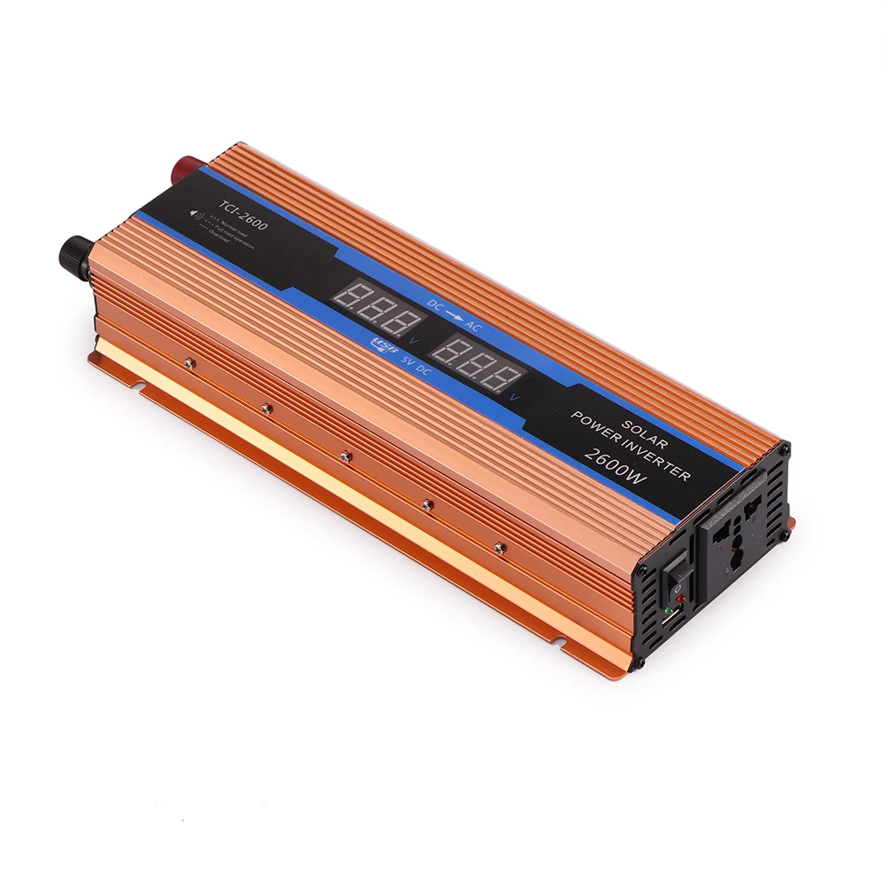 ONEVER автомобильный инвертор 2600 Вт AC/DC 12 V к переменному току 220 V дисплей цифрового вольтметра с модифицированной синусоидой, Мощность защита от перегрузки