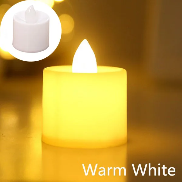 Warm White Светодиодный светильник для свечи, имитация цвета пламени, мигающий чай, фары ночные огни, свадьба, день рождения, рождественские украшения для дома, 6 шт./партия - Цвет: Warm White