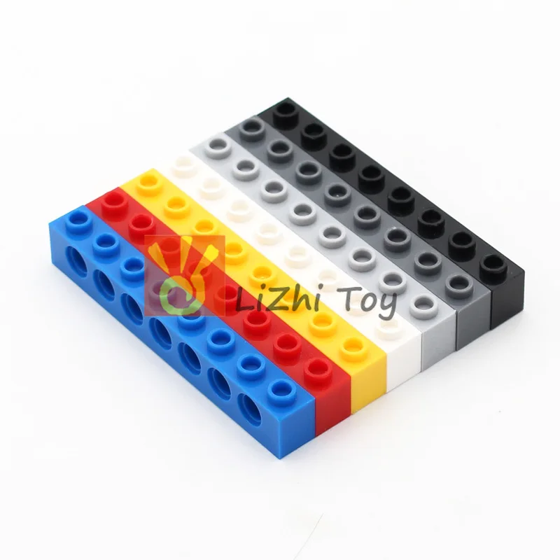 Lizhi технология 3702 кирпич 1x8 с отверстием толстые Кирпичи Модель Строительные