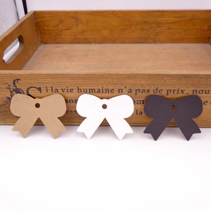 50pcs Bowknot Kraft Paper Tag Hand Made Gift Cards DIY Price Label for Wedding Birthday Party 4.7x5.7cm | Дом и сад