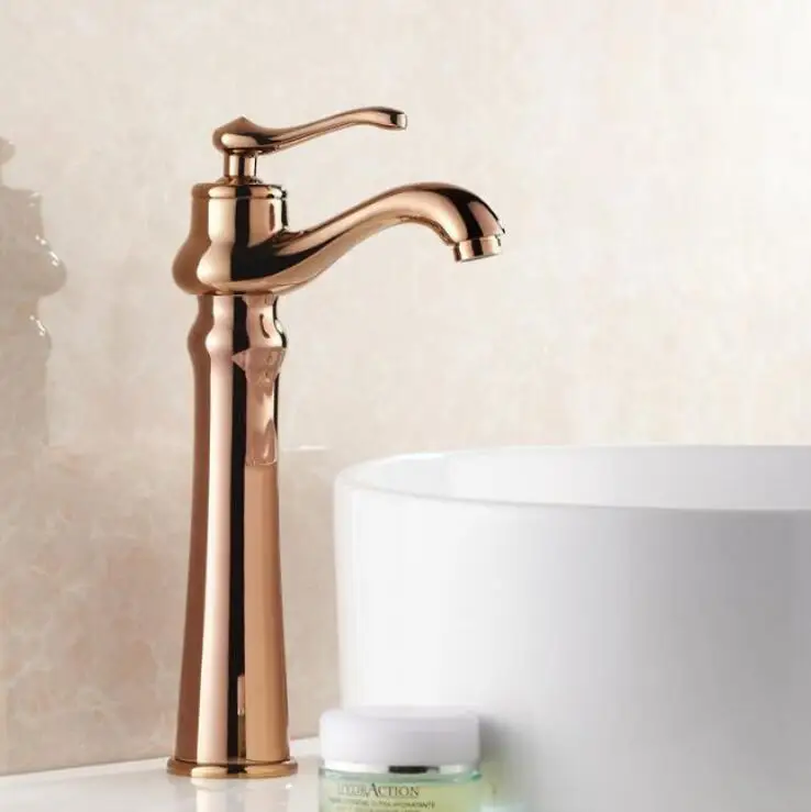 Новый смеситель для раковины современный ванной комнаты из розового золота