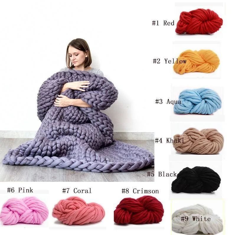 Soft Thick Line Giant Yarn Knitted Blanket Hand Weaving Photography Props Blankets CrochetLlinen Knitting Throw | Дом и сад