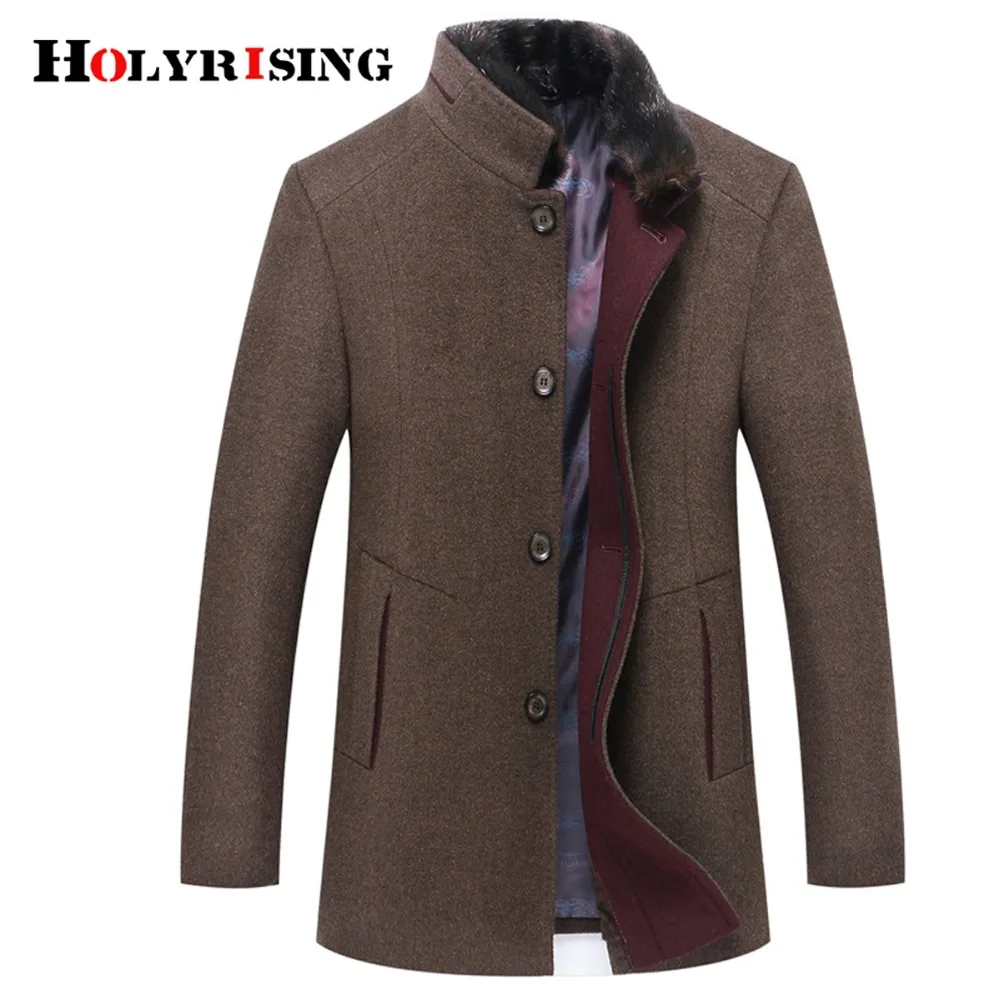 Holyrising Casaco Masculino Abrigo шерстяные пальто утолщенное шерстяное пальто для мужчин теплое пальто с меховым воротником куртки размера плюс M-6XL 18439-5