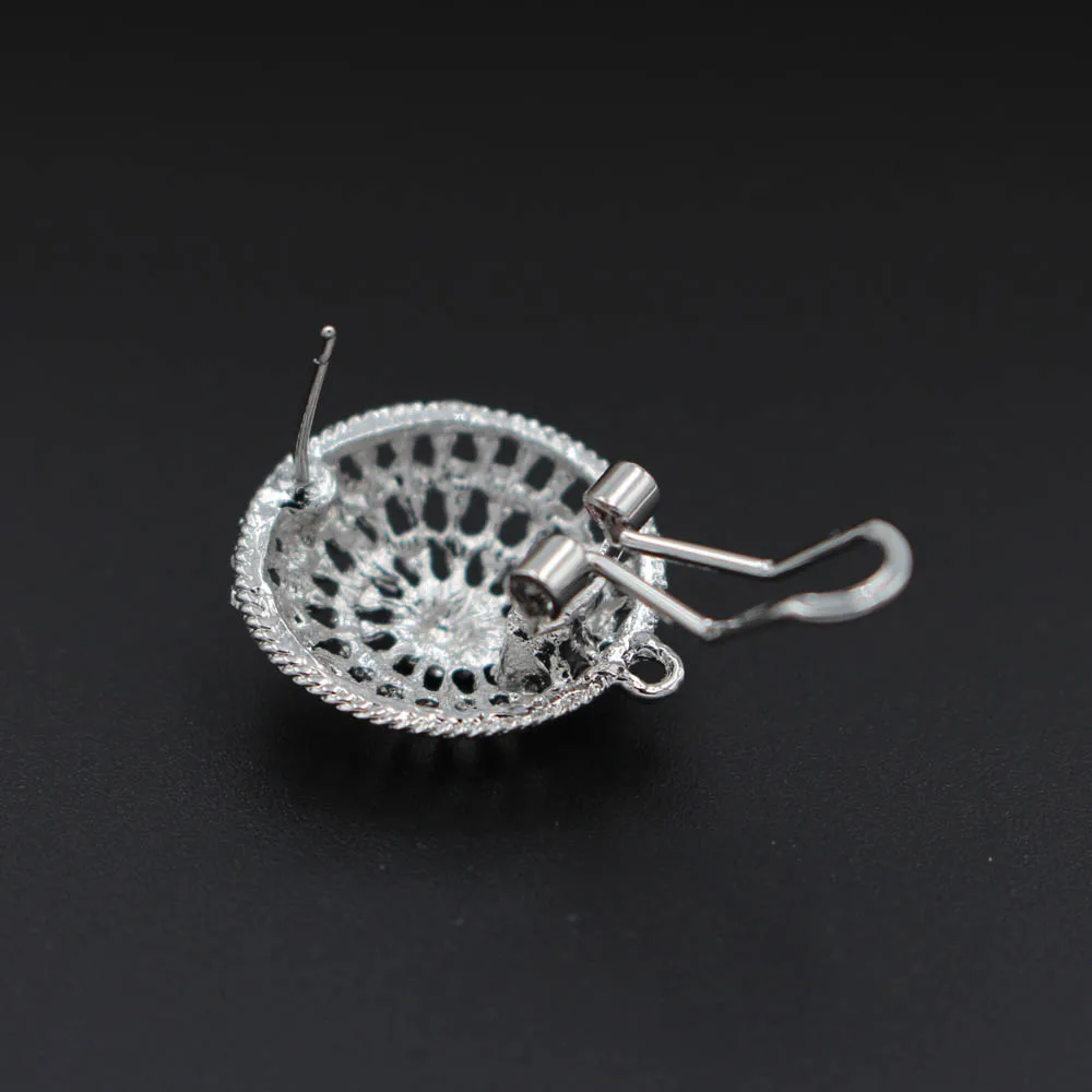 Clip Earrings Post with Loop Hanger Hollow Filigree Circle DIY Metal Stud Findings 20mm 10 Pairs | Украшения и аксессуары