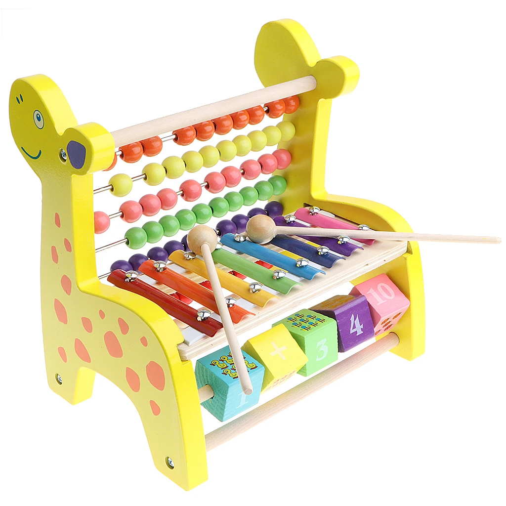 

Kid Wooden Developmental Toy for Toddlers Music Sound Revolving Number Blocks Counting Abacus & Xylophone Learning Toddler Toys