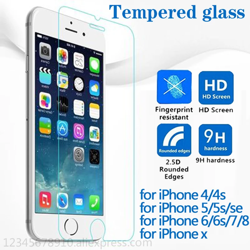 Стекло на iphone 7 6 5s Защитное стекло для 8 x 6s se 2.5D с закругленными краями 9 h твердость