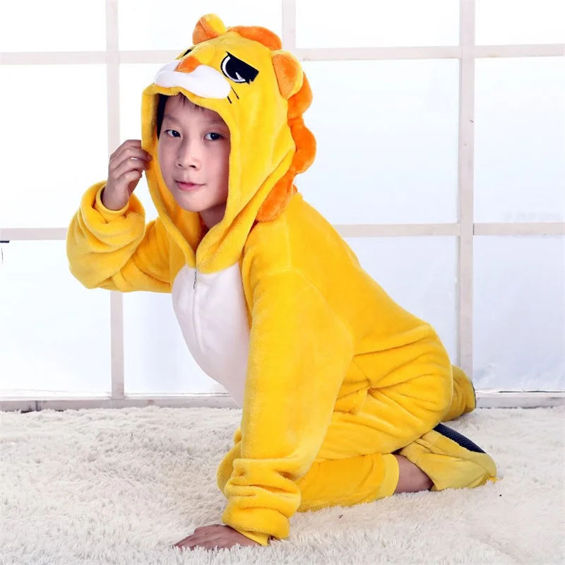Детские комбинезоны на молнии с Львом мягкие теплые зимние пижамы желтый