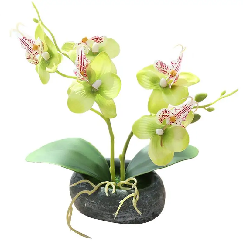 Artificial Potted Flower Moth Orchid Potted Plant Bonsai Trigeminal Festival Home Party Garden Wedding Fake Flowers Decorations