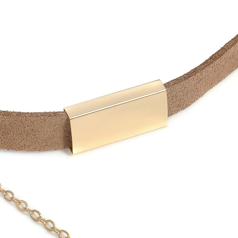 Женское бархатное ожерелье-чокер ISINYEE черно-коричневое из кожаной веревки с