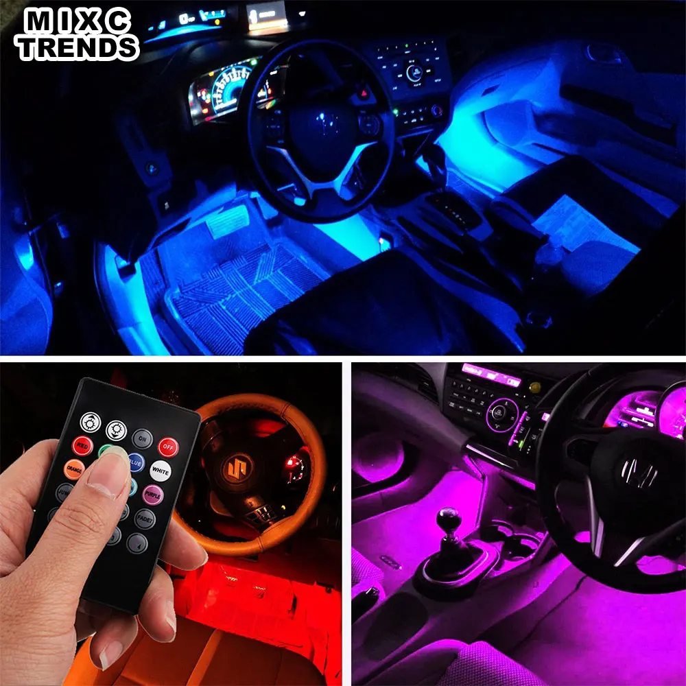MIXC TRENDS 4 шт. гибкая светодиодная лента RGB свет для стайлинга автомобиля