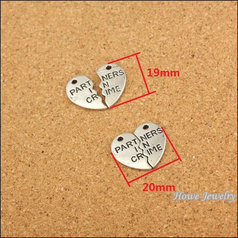 Винтажные Подвески 40 шт. подвески в виде сердца партнеры мире подвеска под