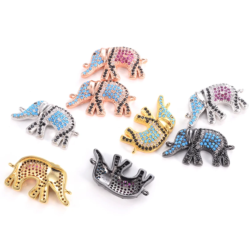 Neovivi Elephant Charms Pave Colorful Zircon Copper Animal Charm for Jewelry Making Classic Connector Bracelets DIY Findings | Украшения и