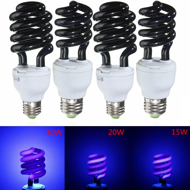 E27 15/20 Вт 30 40 AC 220V 300 400nm спиральные энергосберегающие УФ ультрафиолетовые