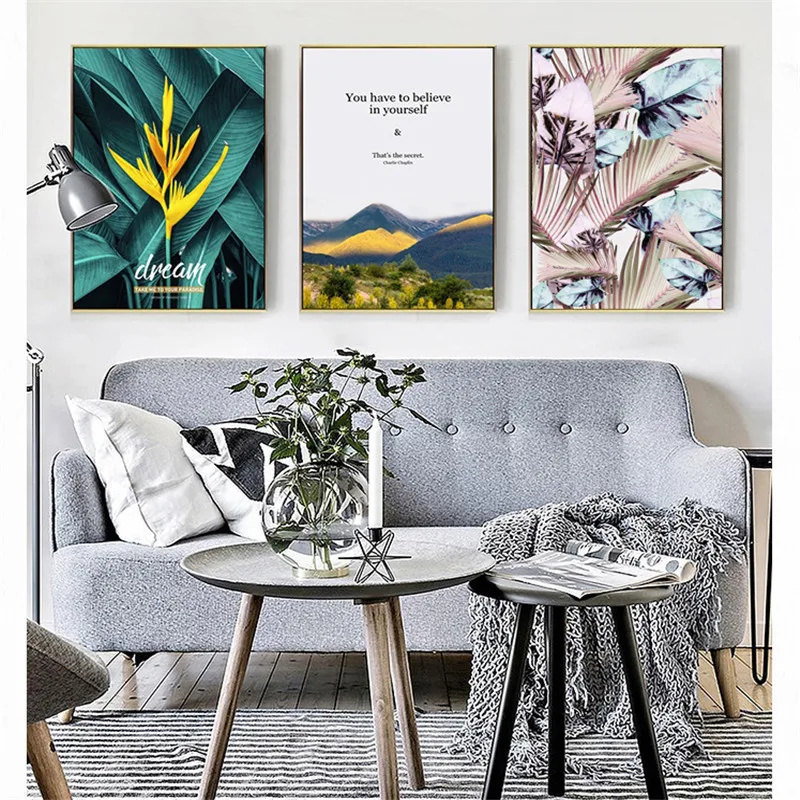 

HAOCHU домашний декор холст живопись листья растения красивый пейзаж фон Настенная картина печать офис спальня отель Реквизит Поставки