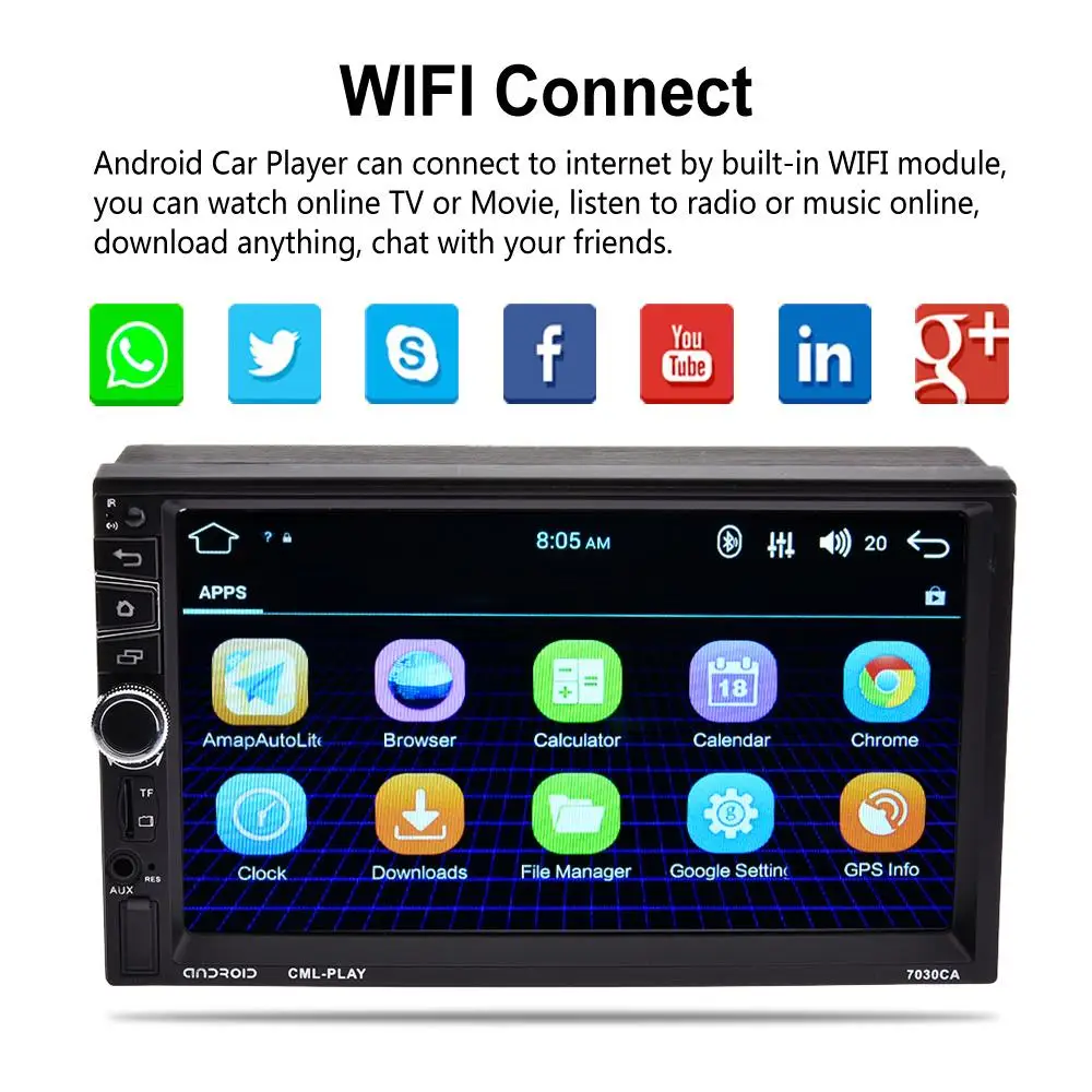 7-дюймовый Android 2 Din Full HD 1080P Автомобильный Mp5 плеер ISO Порт двойной Bluetooth R GPS