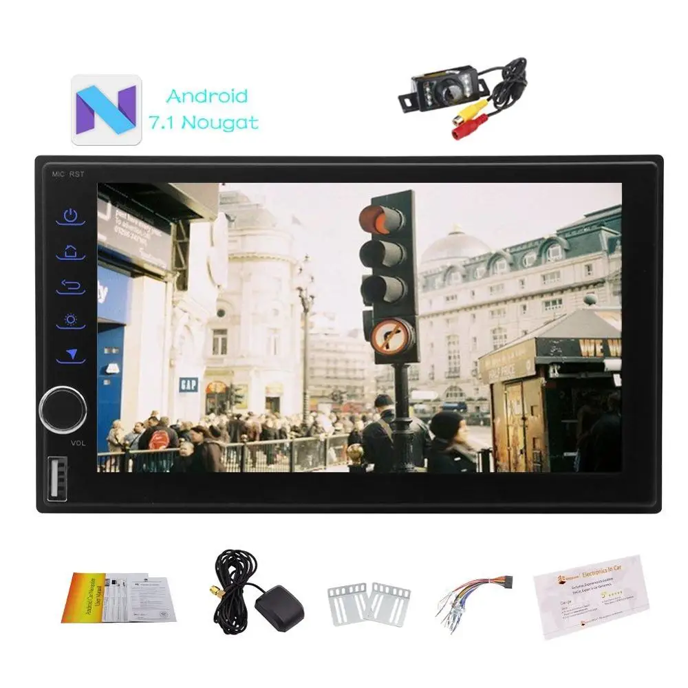Android 7 1 автомобильный стерео Din в тире gps навигация радио bluetooth гарнитура Поддержка