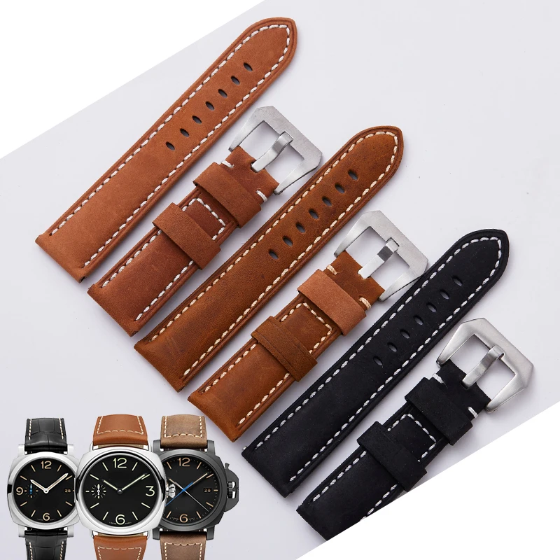 

Hot Sell 4 Color Leather Watchband for Panerai Watch Band Sport Bracelet 22 mm 24 mm 26 mm Strap for Panerai Band