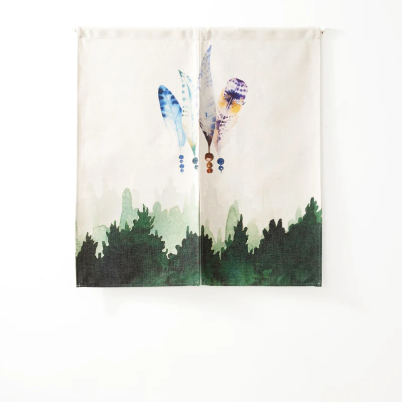 Акварель Лес Животные дверь занавеска льняной гобелен Дети Исследование Спальня