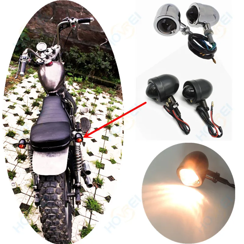 1 пара мотоциклетных металлических сигнальных ламп поворота для Harley Chopper Bobber Cafe