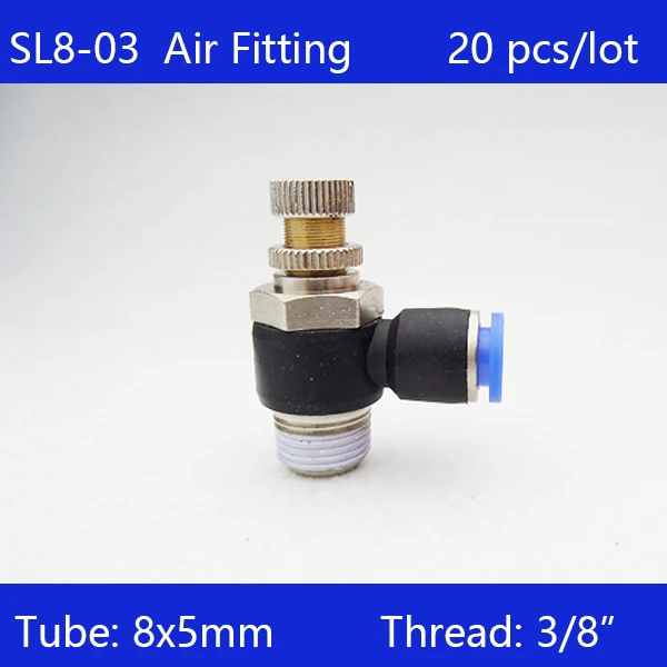 Высокое качество SL8 03 20 шт 8 мм толчок для подключения фитинга 3/8 &quotрегулятор скорости потока воздушного