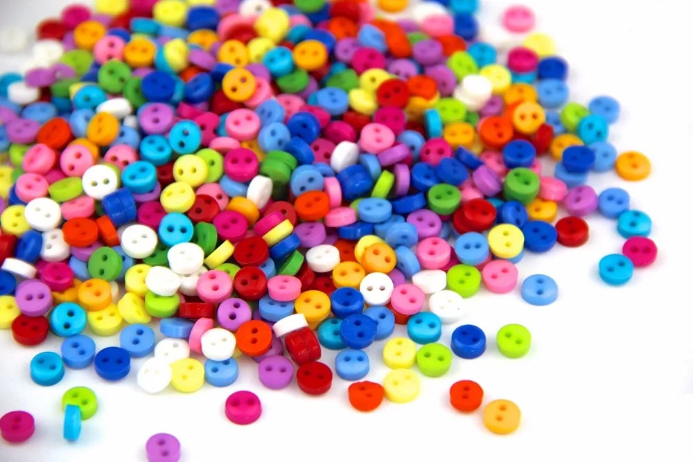 

150 Pcs Mixed Colours 2 Holes Round 6mm Sew Craft Plastic DIY Buttons