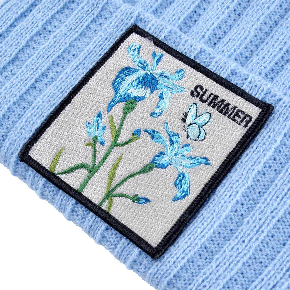 Вязаные шапки для женщин уличная одежда Skullies Beanies с цветком патч Весна Осень Вязание Gorra Мужская зимняя шапочка в стиле кэжуал Кепка
