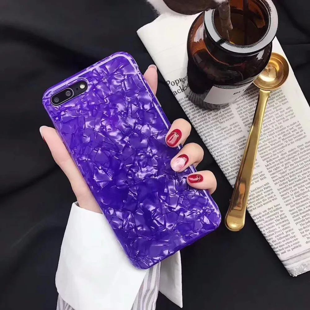 Ayeena 2018 New Purple IMD Conch Shell Phone Case for IPhone 6 6s 6plus 7/7plus Sweet Anti-knock Soft Cover For iPhone 8 8plus X |